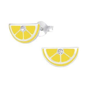 Sterling Silver Cubic Zirconia Lemon Ear Studs